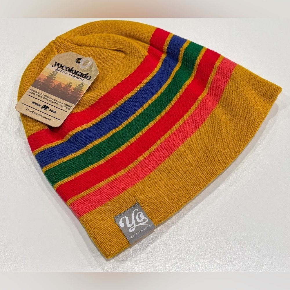 Yo Colorado Golden Nordic Racer Beanie Hat NWT Throwback Cap 90s